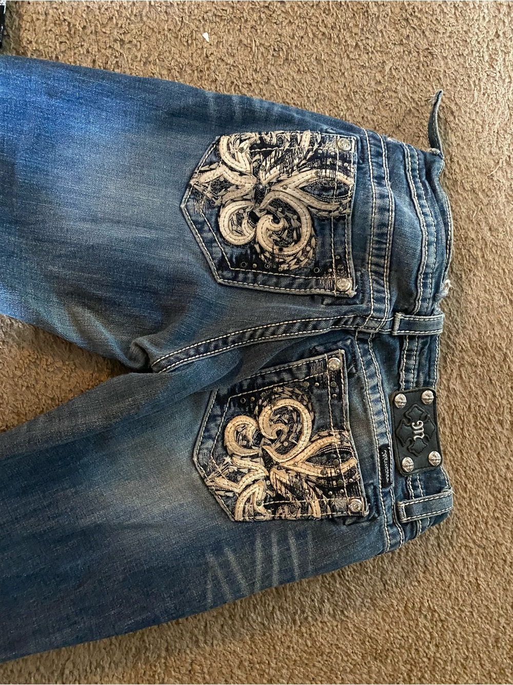 Miss Me Dark Blue Skinny Jeans with Fading